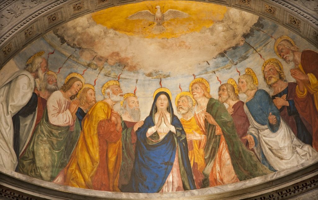 A Szentlélek eljövetelének ábrázolása a veronai Sant’Anastasia templomban.