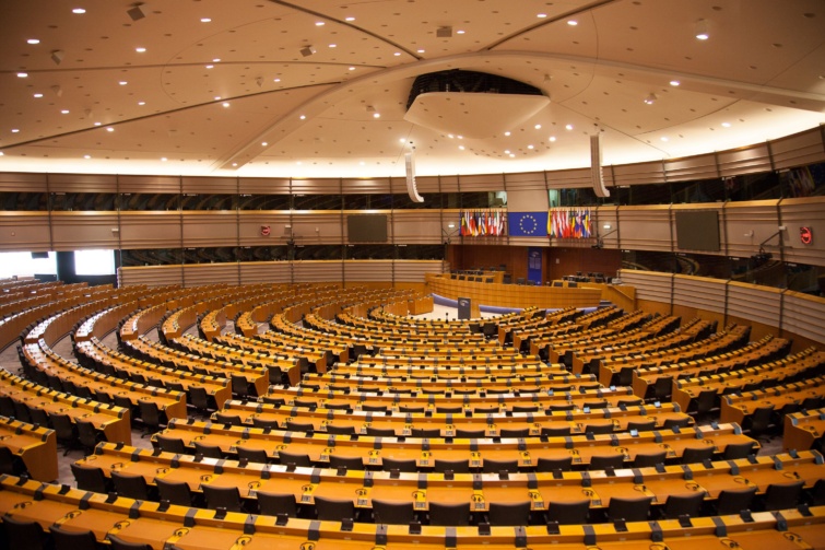 Az Európai Parlament ülésterme Brüsszelben.